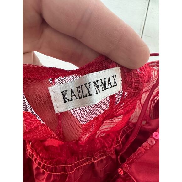 Vtg Kaelyn Max Womens Babydoll Top Size L Fairy Vamp Sexy Y2K Whimsigoth Red - Picture 9 of 15
